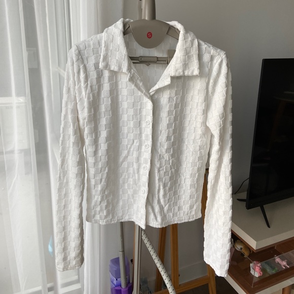 White Square Pattern Shirt - Picture 2 of 7